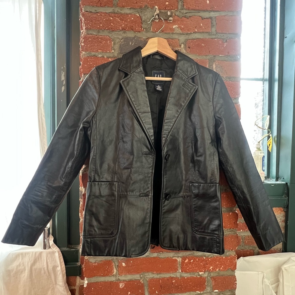 GAP genuine leather blazer jacket